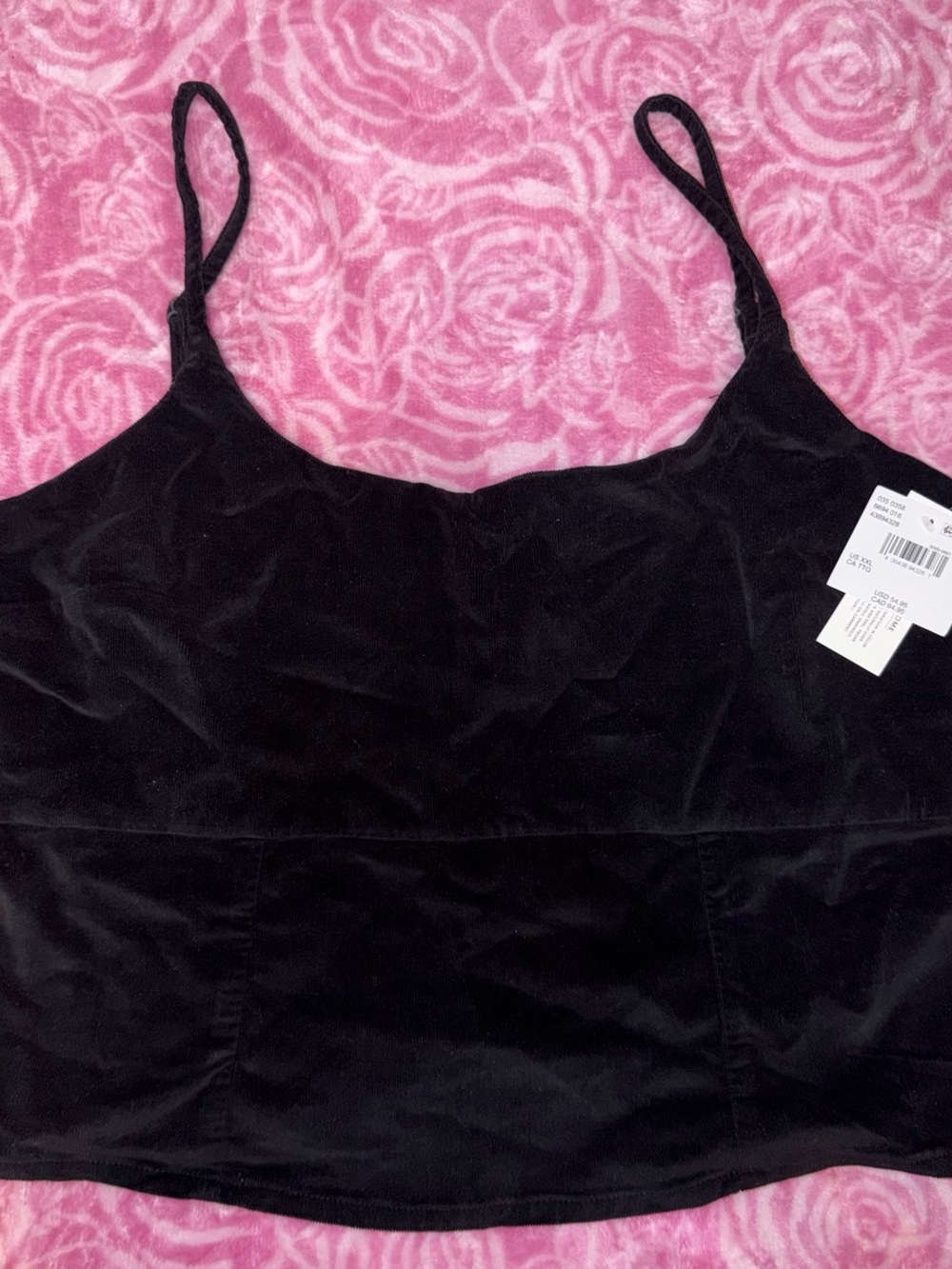 American Eagle Outfitters Black Velvet Cropped Cami